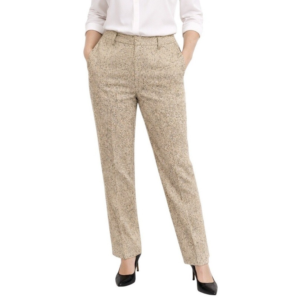 Kasper Womens 12 Tan Black Speckledβ Silk Blend Wide Leg Dress Pants Lined